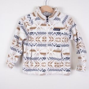 Columbia Fleece Mountain Peak Long Sleeve Zip Jacket Beige Cream Toddler 3T